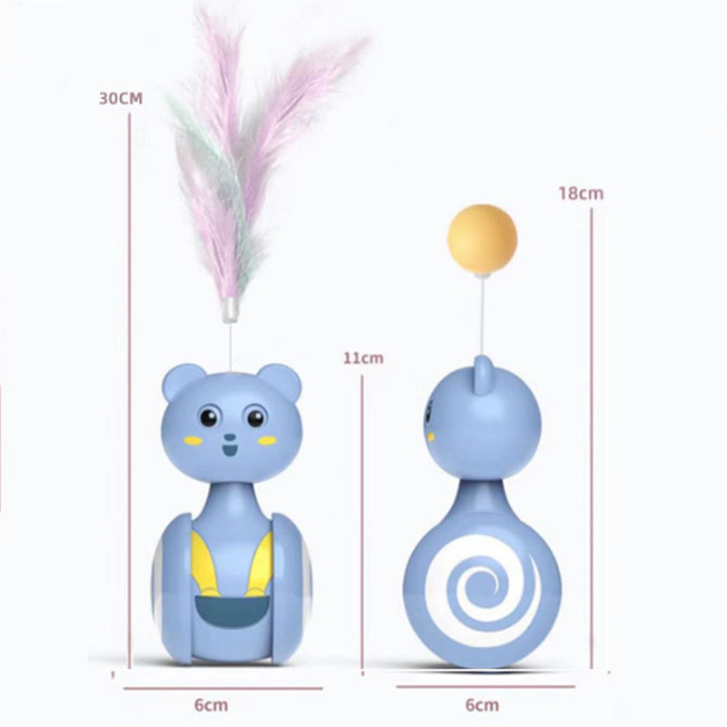 Cat Interactive Feather Toy – Rotating Ball & Rolling Teaser