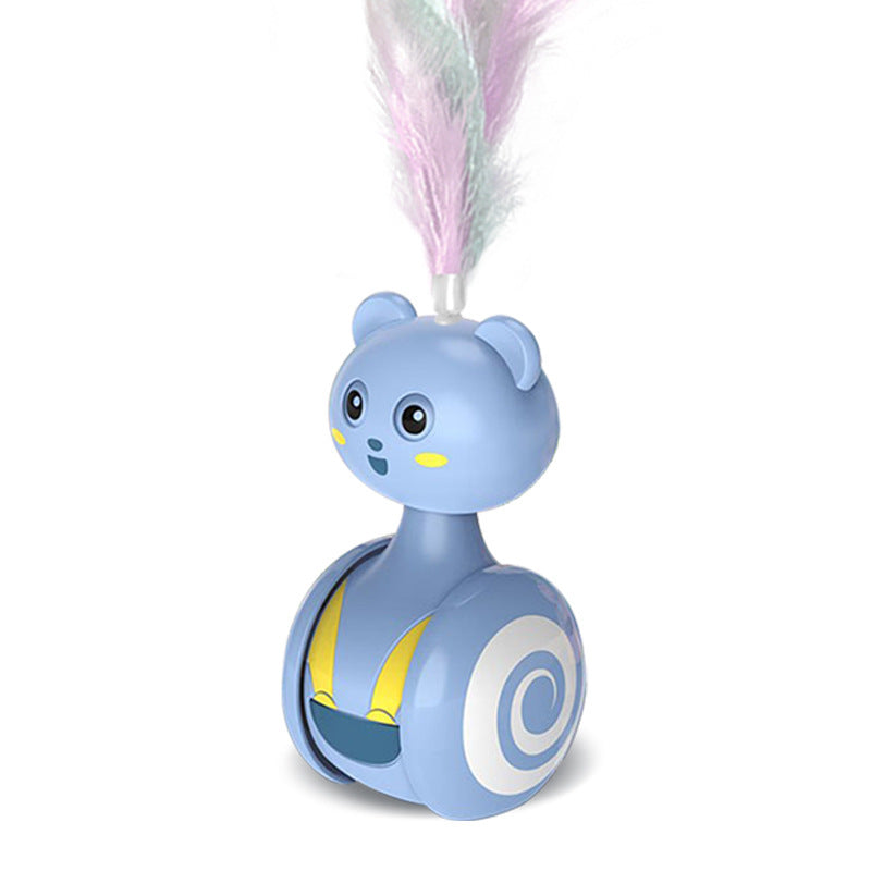 Cat Interactive Feather Toy – Rotating Ball & Rolling Teaser