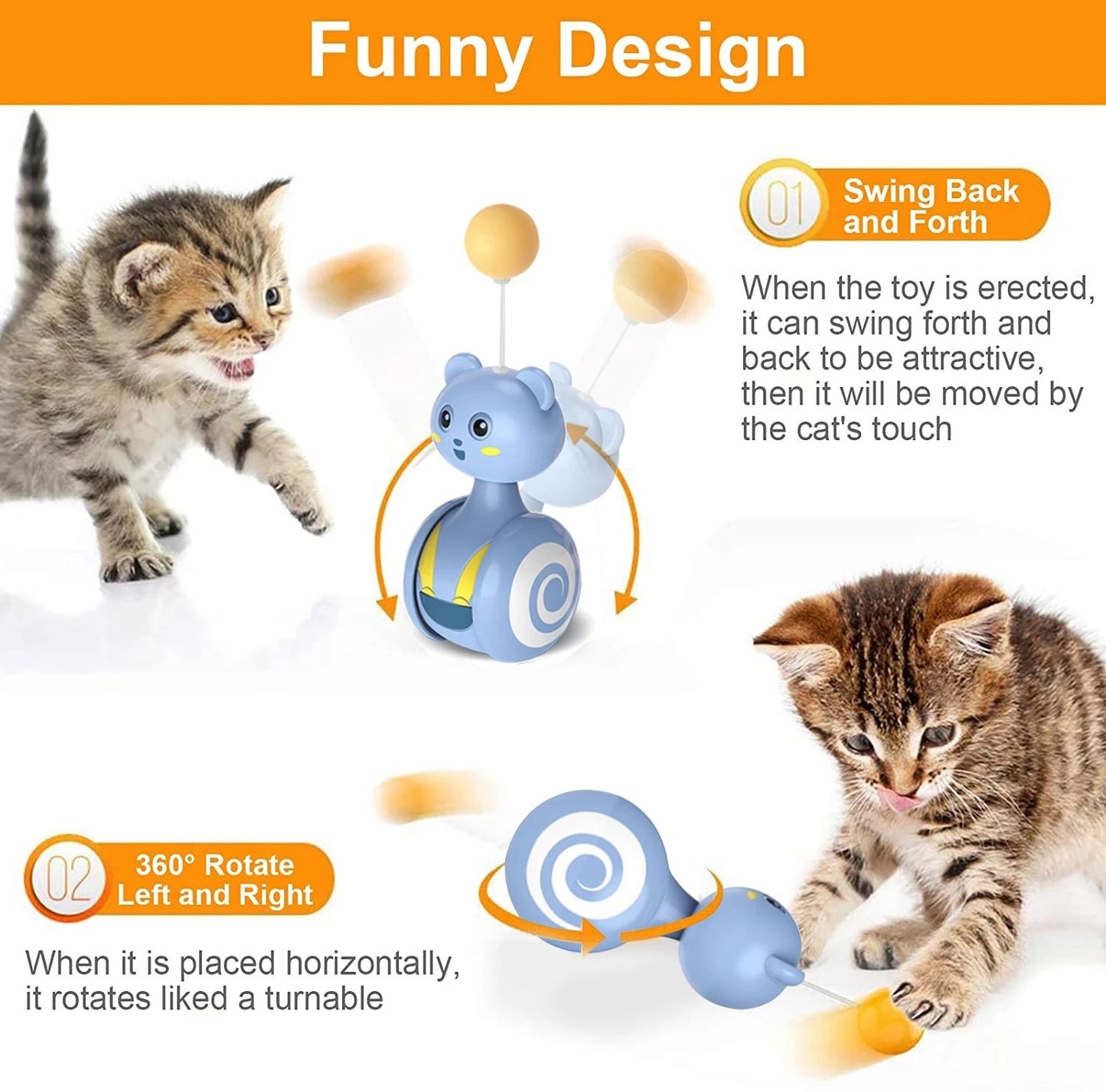 Cat Interactive Feather Toy – Rotating Ball & Rolling Teaser