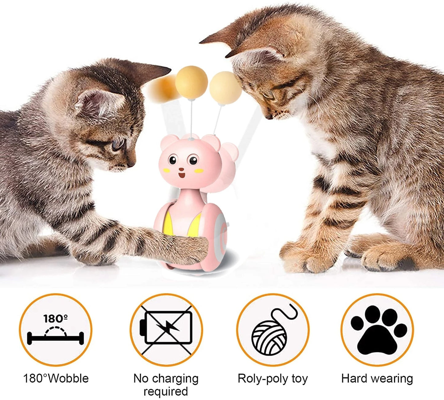 Cat Interactive Feather Toy – Rotating Ball & Rolling Teaser