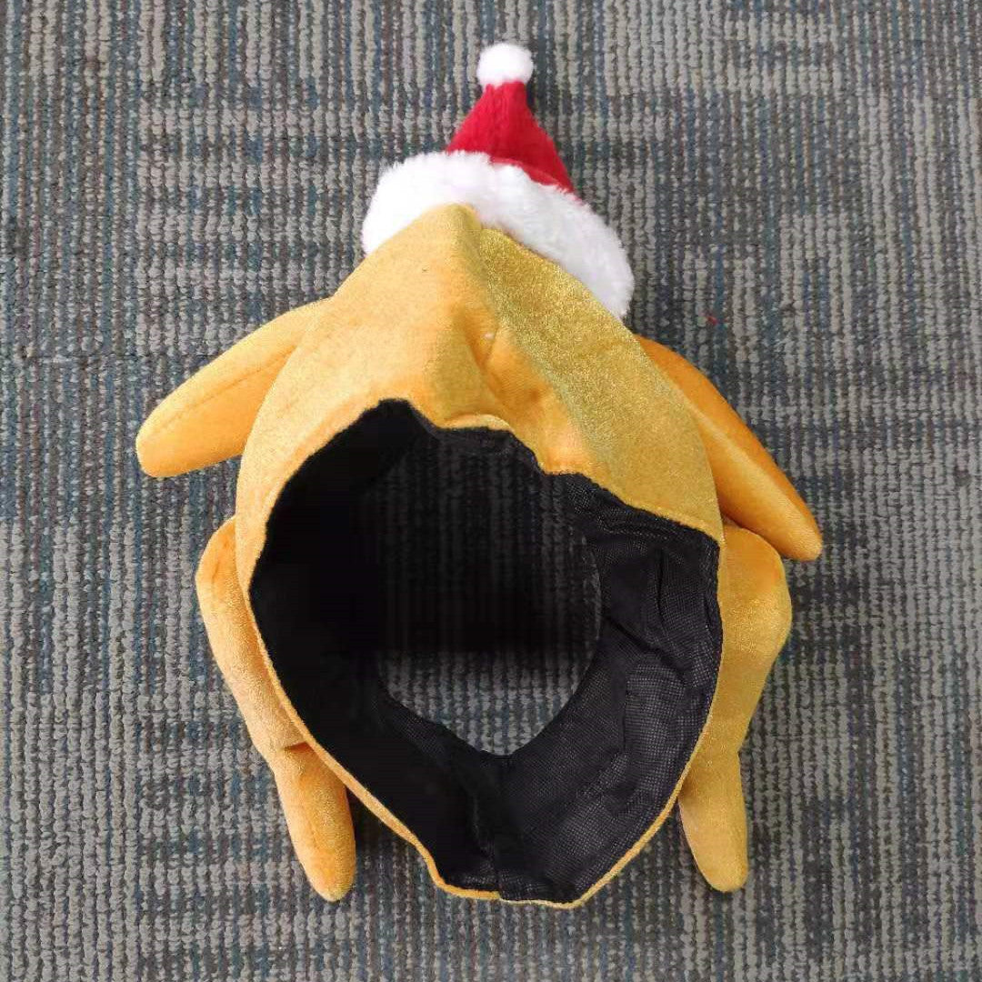Plush Roasted Turkey Hat – Funny Thanksgiving Costume for Pets & Parties