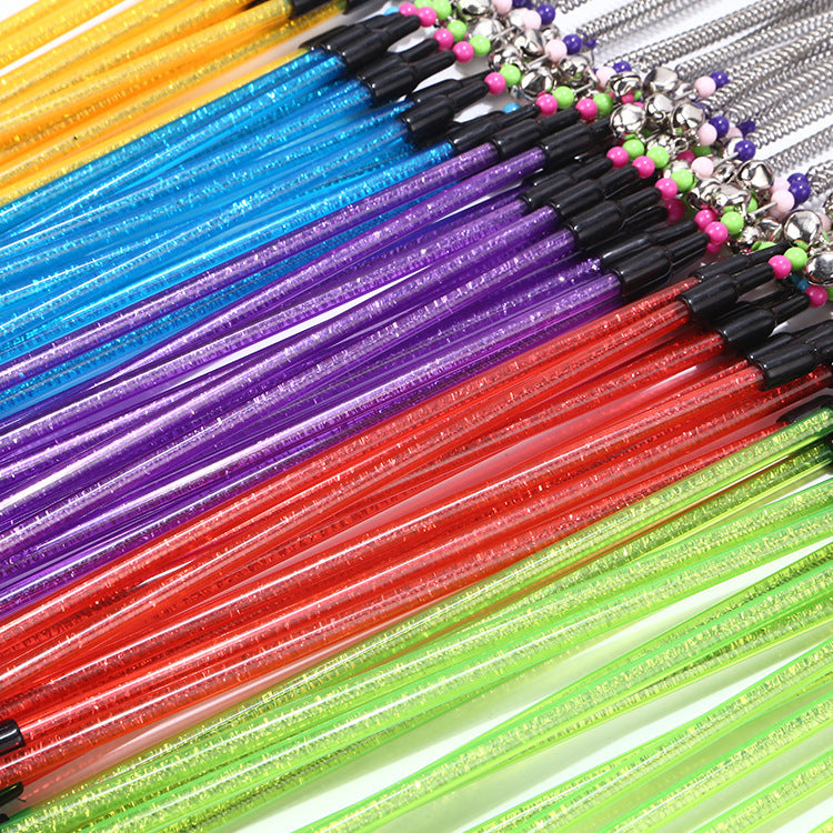 Spring Bells & Feather Cat Stick – Interactive Wand Toy