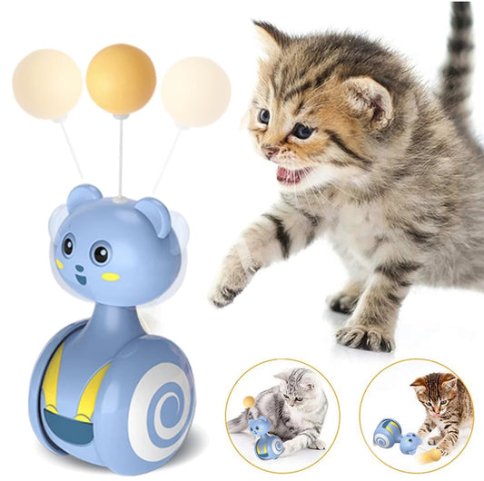 Cat Interactive Feather Toy – Rotating Ball & Rolling Teaser