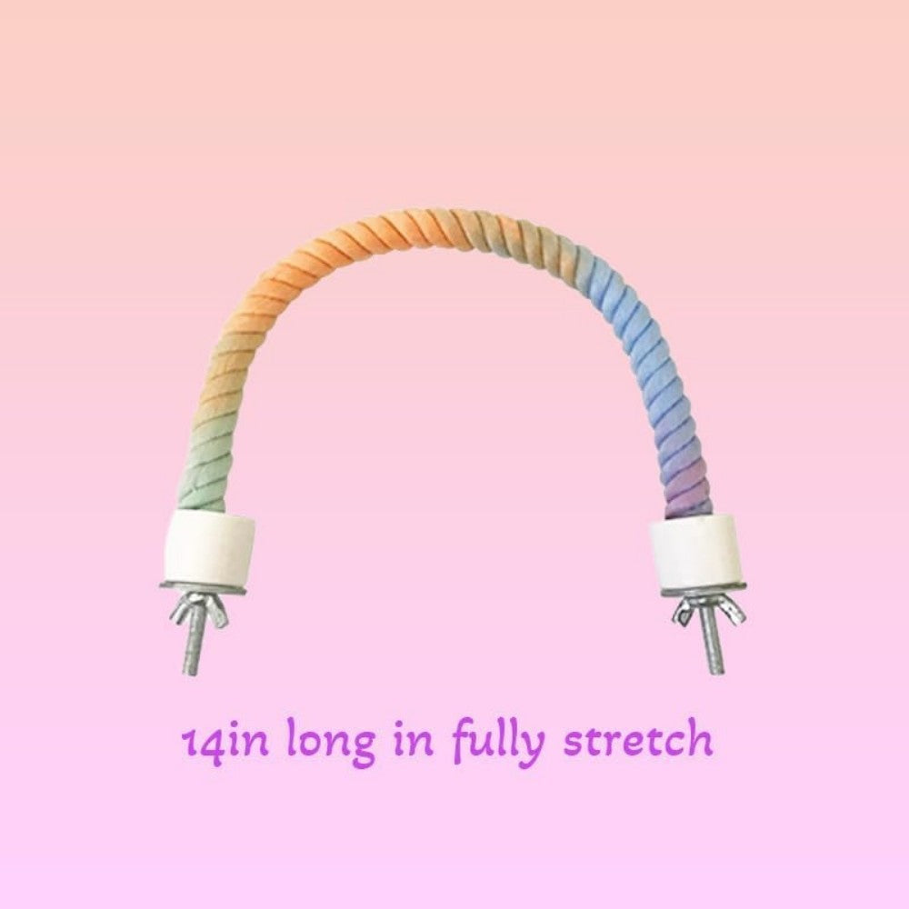 Gradient Colorful Bird Rope Perch – Bendable Climbing Stand for Cages