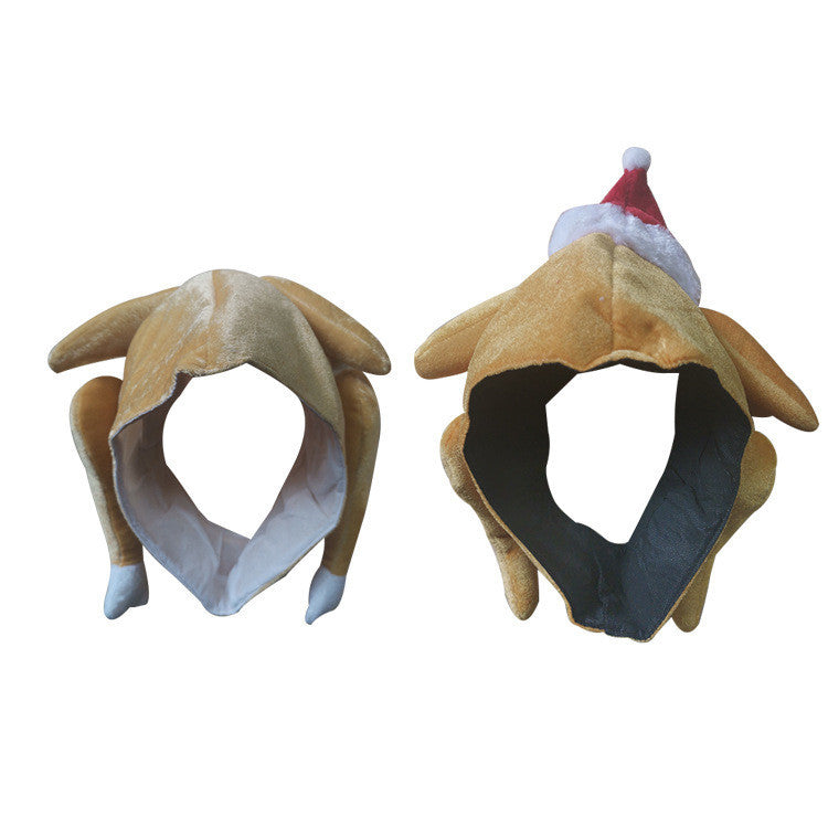 Plush Roasted Turkey Hat – Funny Thanksgiving Costume for Pets & Parties