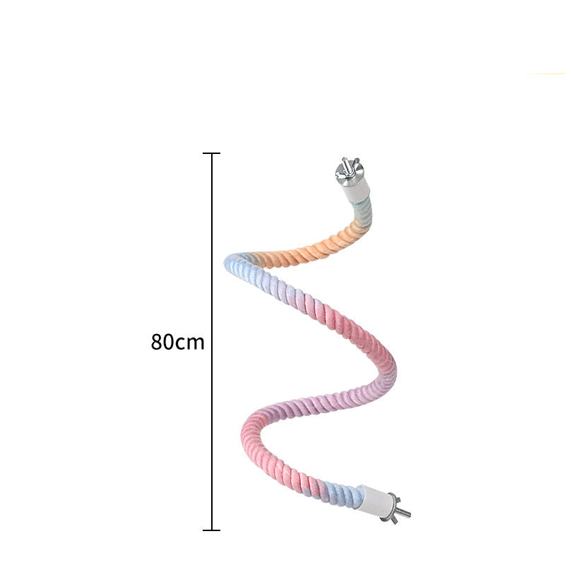 Gradient Colorful Bird Rope Perch – Bendable Climbing Stand for Cages