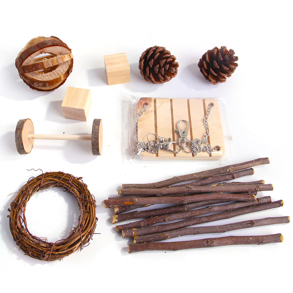 Guinea Pig & Parrot Toy Set – Teeth Grinding and Play Combination