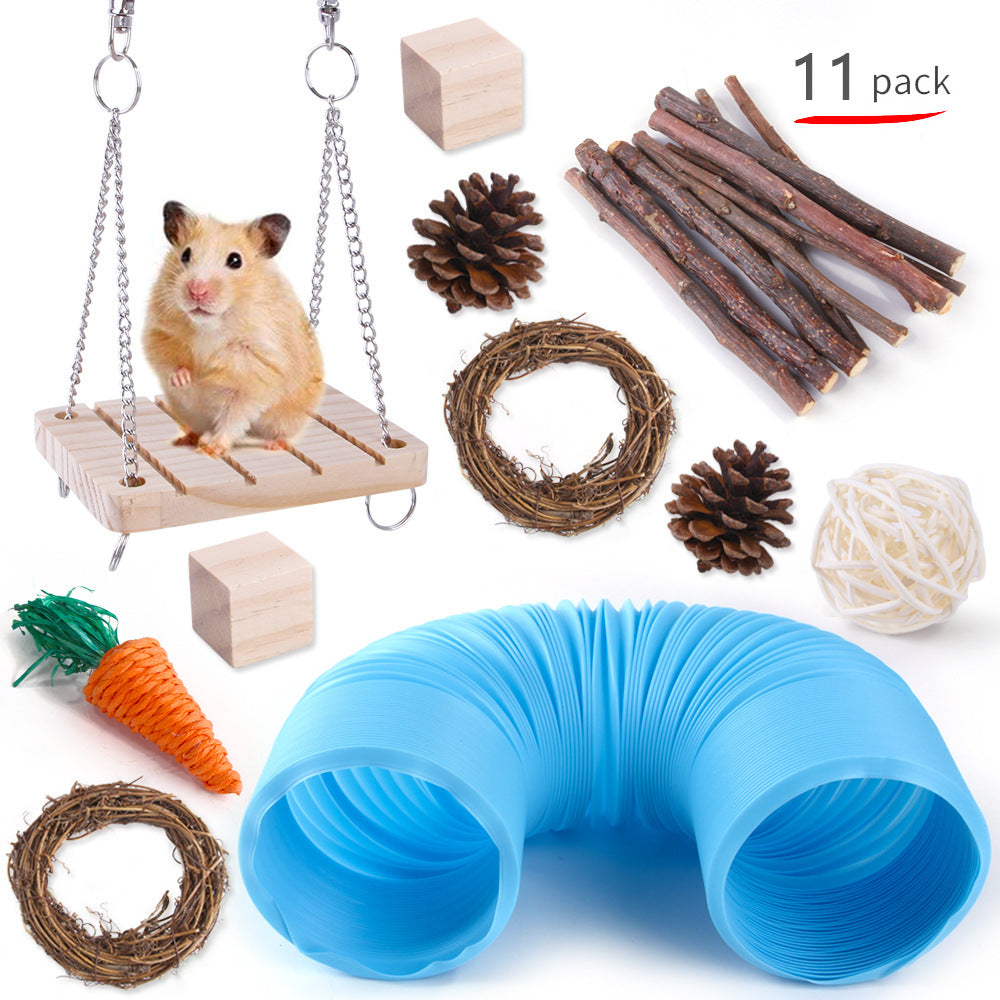 Rabbit, Guinea Pig & Parrot Toy Set – Wooden Chewing & Molar Combination