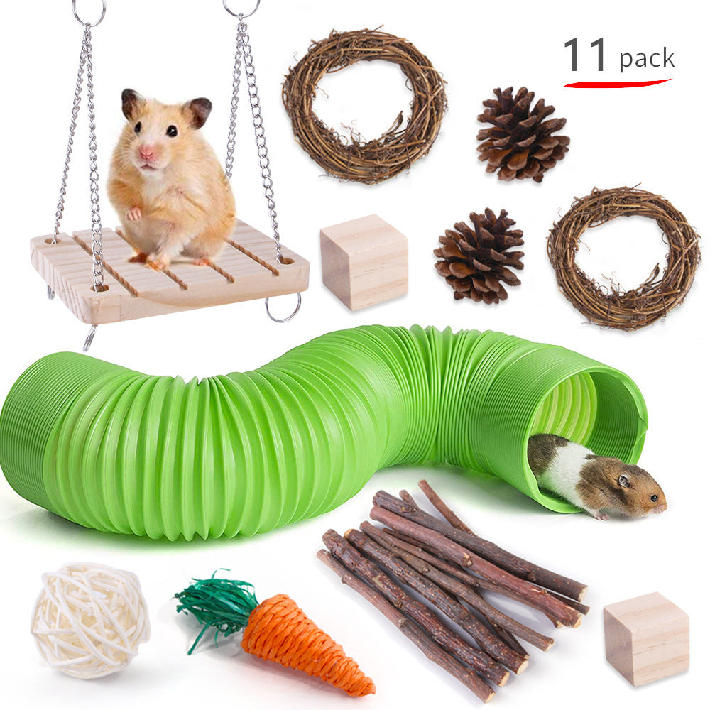 Rabbit, Guinea Pig & Parrot Toy Set – Wooden Chewing & Molar Combination