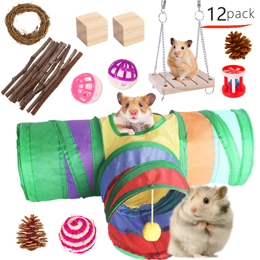 Rabbit, Guinea Pig & Parrot Toy Set – Wooden Chewing & Molar Combination