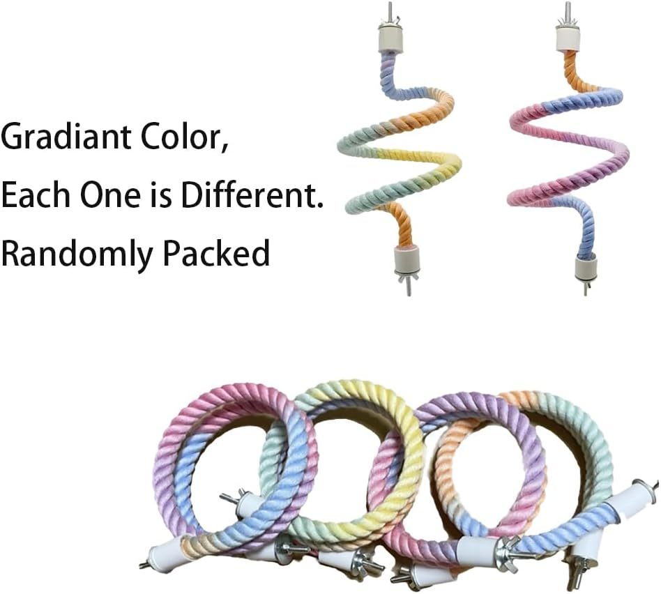 Gradient Colorful Bird Rope Perch – Bendable Climbing Stand for Cages