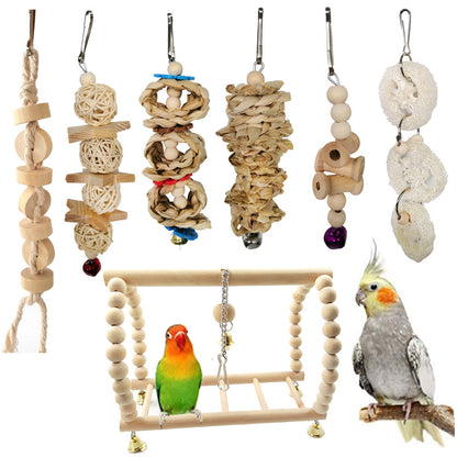 Velanta™ Parrot Toy Set - 7-Piece Hanging