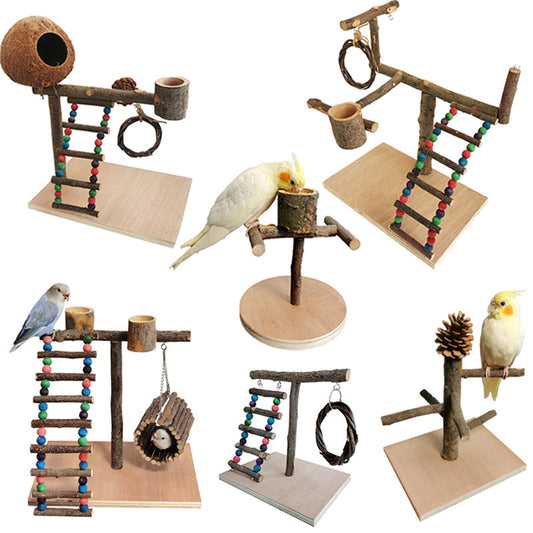 Solid Wood Parrot Station Frame – Training Bird Shelf
