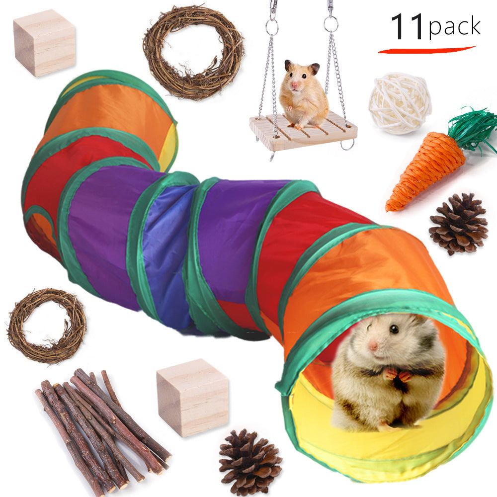 Rabbit, Guinea Pig & Parrot Toy Set – Wooden Chewing & Molar Combination