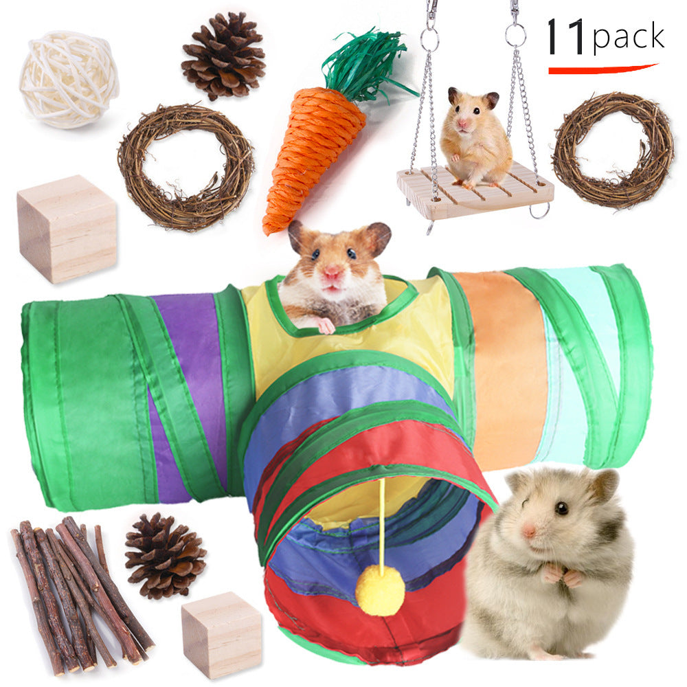 Rabbit, Guinea Pig & Parrot Toy Set – Wooden Chewing & Molar Combination