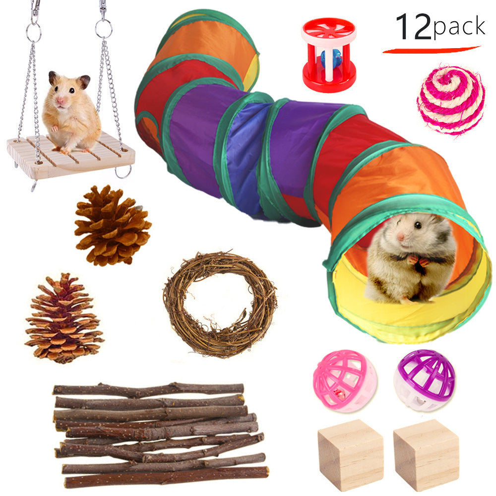 Rabbit, Guinea Pig & Parrot Toy Set – Wooden Chewing & Molar Combination