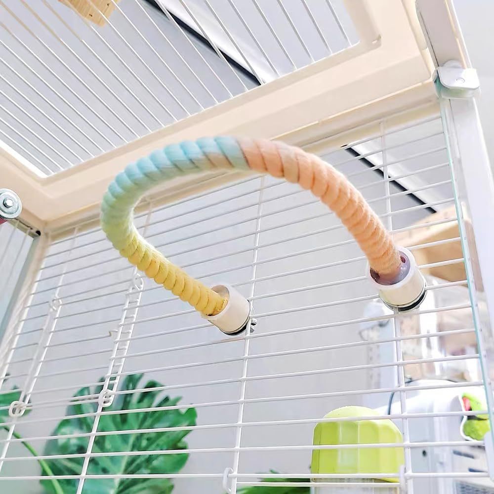 Gradient Colorful Bird Rope Perch – Bendable Climbing Stand for Cages